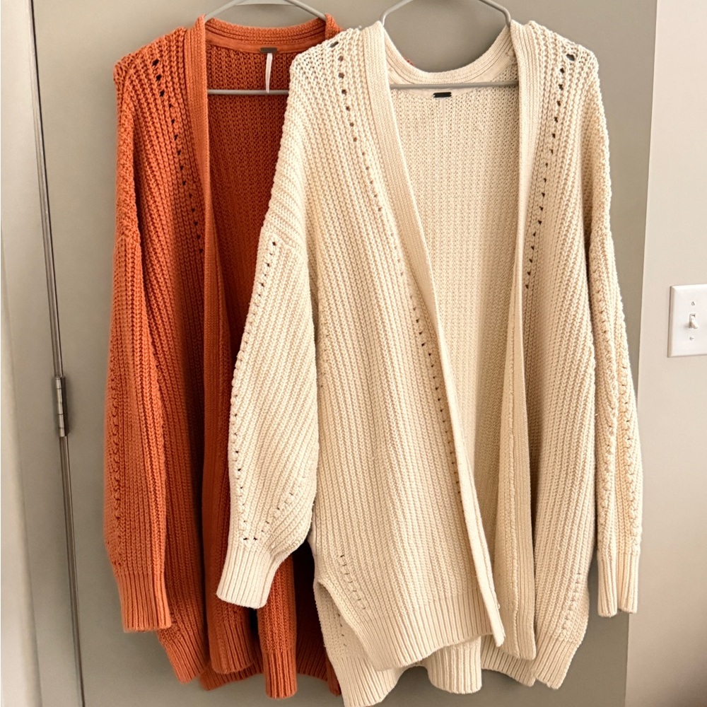 Free People Nightingale Cardig Sweater bundle - Cream and Pumpkin